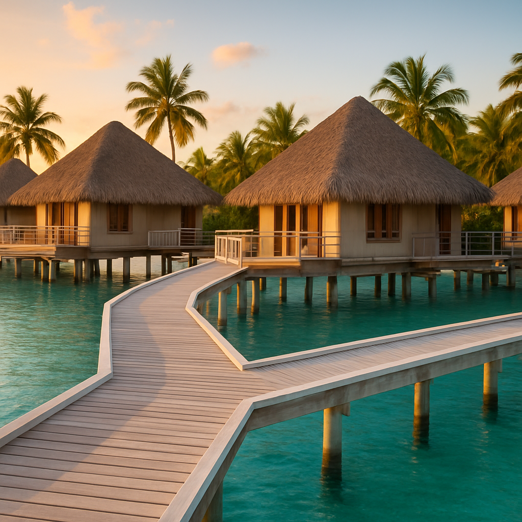 Overwater bungalows at a tropical resort representing accommodation services
